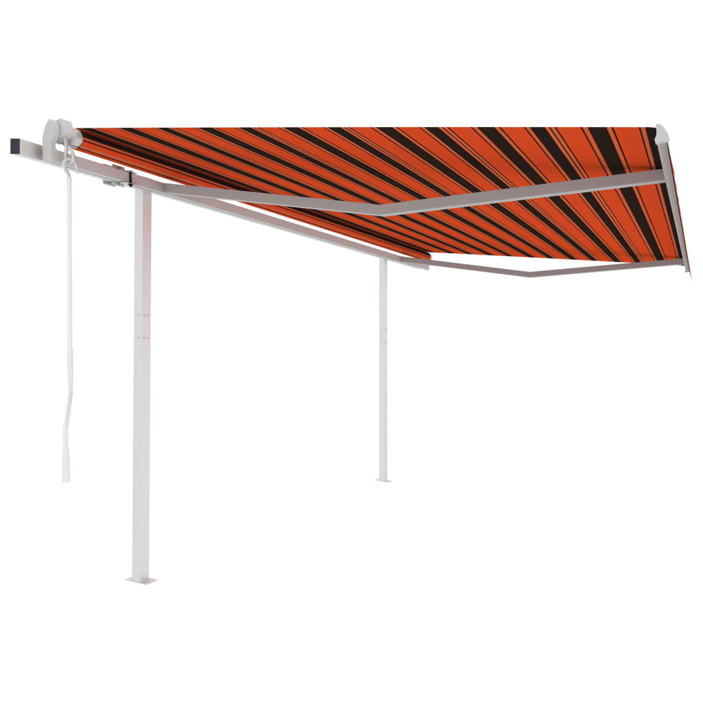 Tenda Retrattile Automatica con Pali 4,5x3,5 m Arancio Marrone