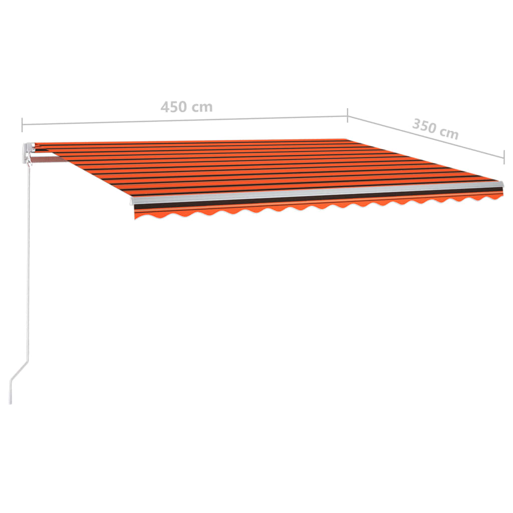 Tenda Retrattile Automatica con Pali 4,5x3,5 m Arancio Marrone
