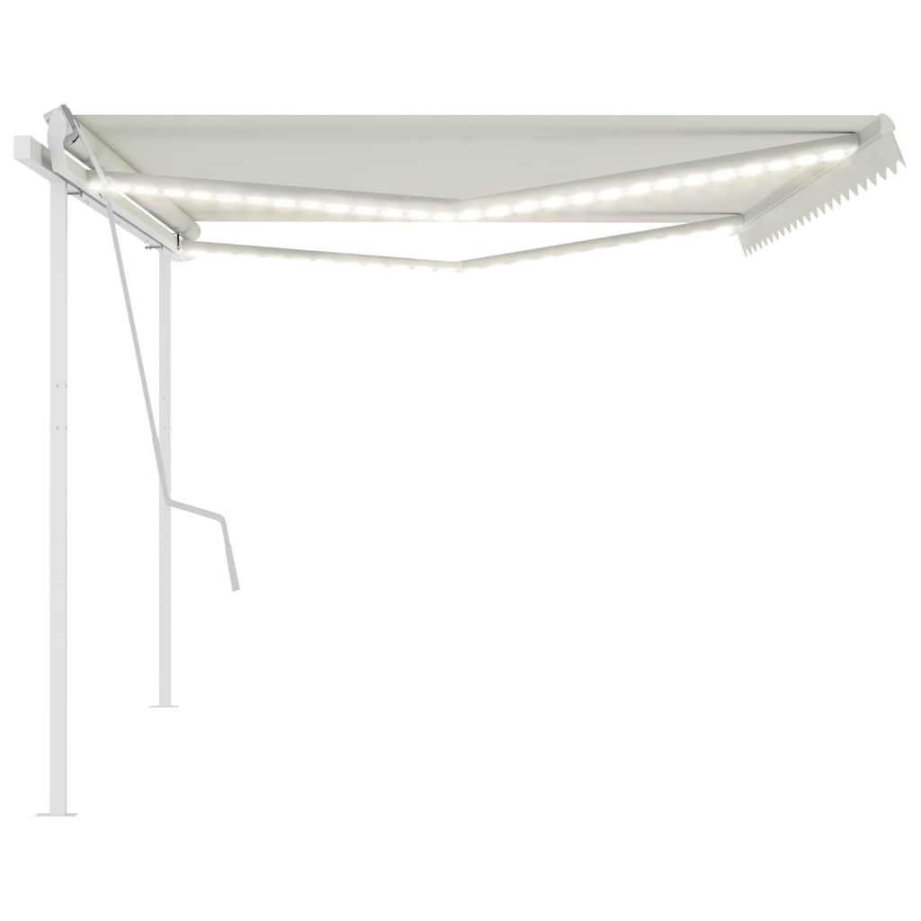 Tenda da Sole Retrattile Manuale con LED 5x3,5 m Crema
