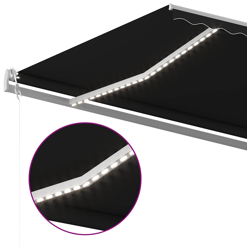 Tenda da Sole Retrattile Manuale con LED 5x3,5 m Antracite