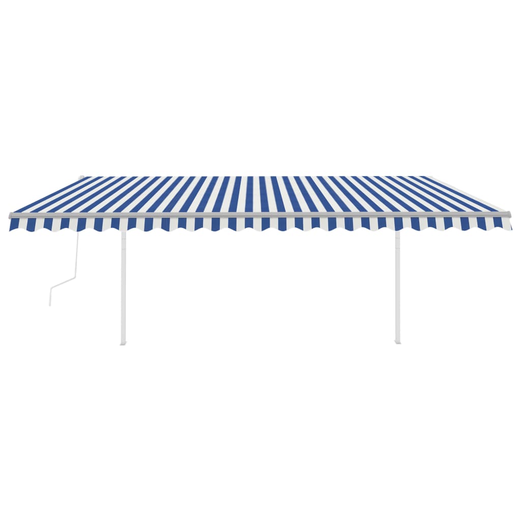 Tenda da Sole Retrattile Automatica con Pali 5x3,5 m Blu Bianca