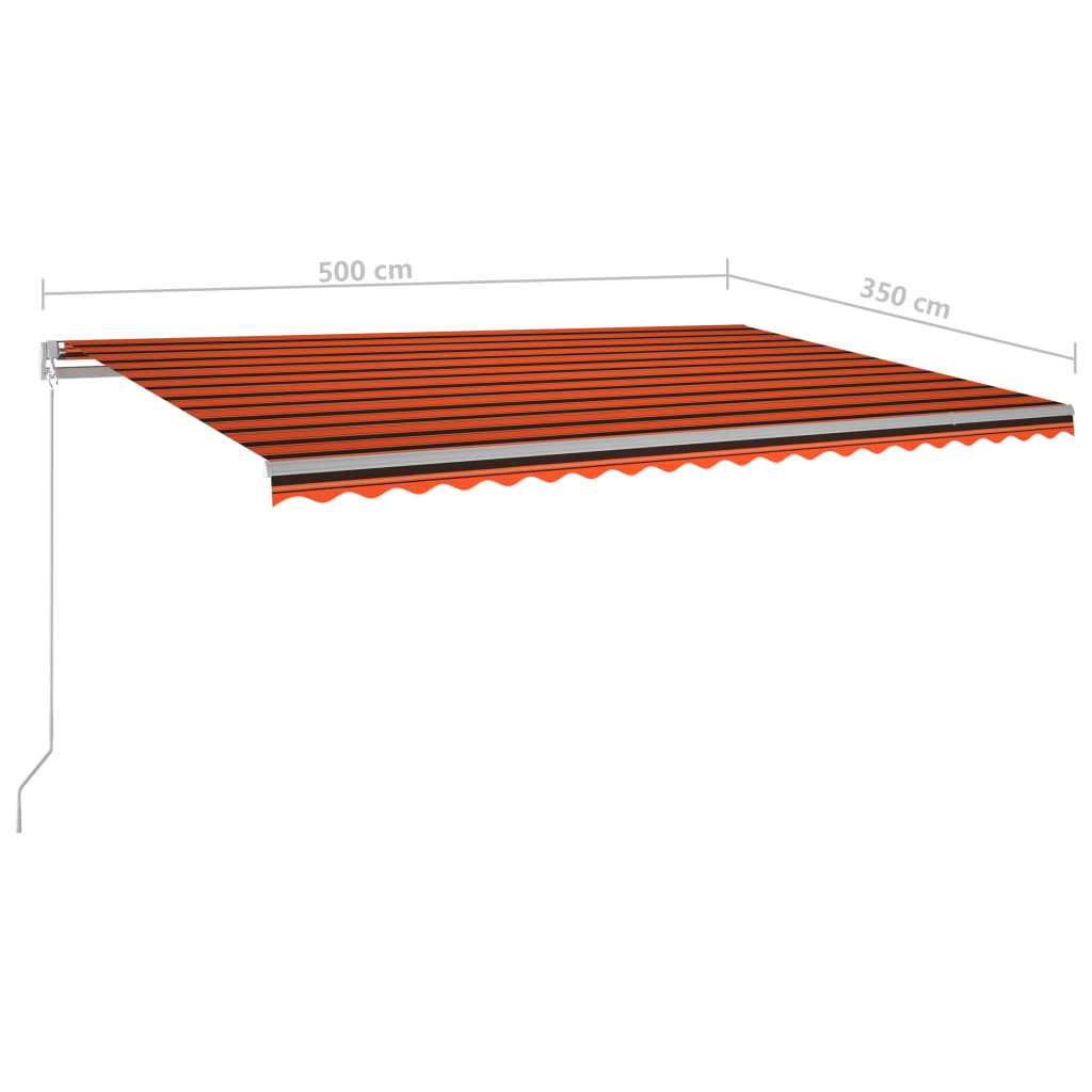 Tenda Retrattile Automatica con Pali 5x3,5 m Arancione Marrone