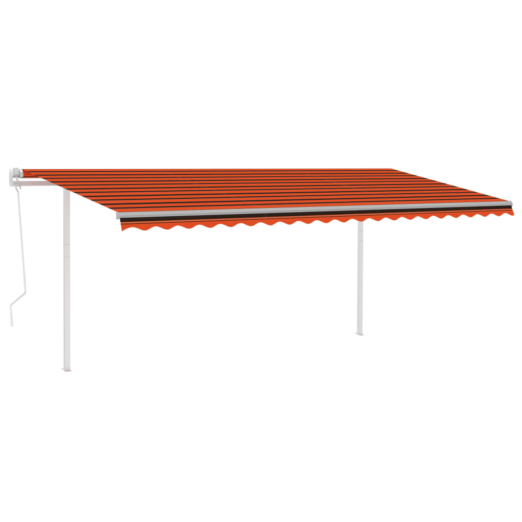 Tenda Retrattile Automatica con Pali 5x3,5 m Arancione Marrone