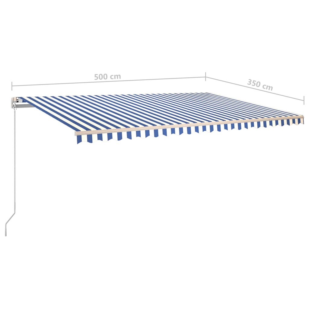Tenda Automatica con Sensore Vento e LED 5x3,5 m Blu e Bianca