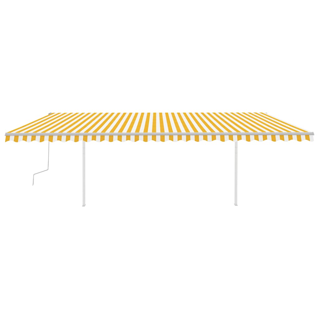 Tenda da Sole Retrattile Manuale con LED 6x3,5 m Gialla Bianca