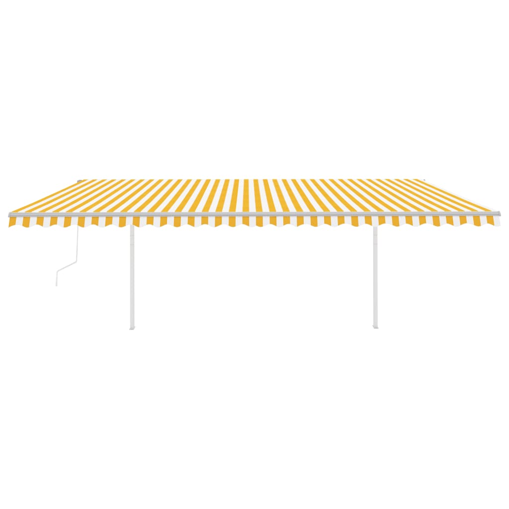 Tenda Retrattile Automatica con Pali 6x3,5 m Gialla e Bianca