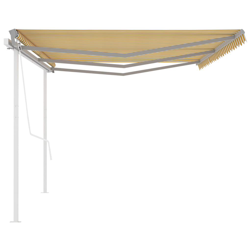 Tenda Retrattile Automatica con Pali 6x3,5 m Gialla e Bianca