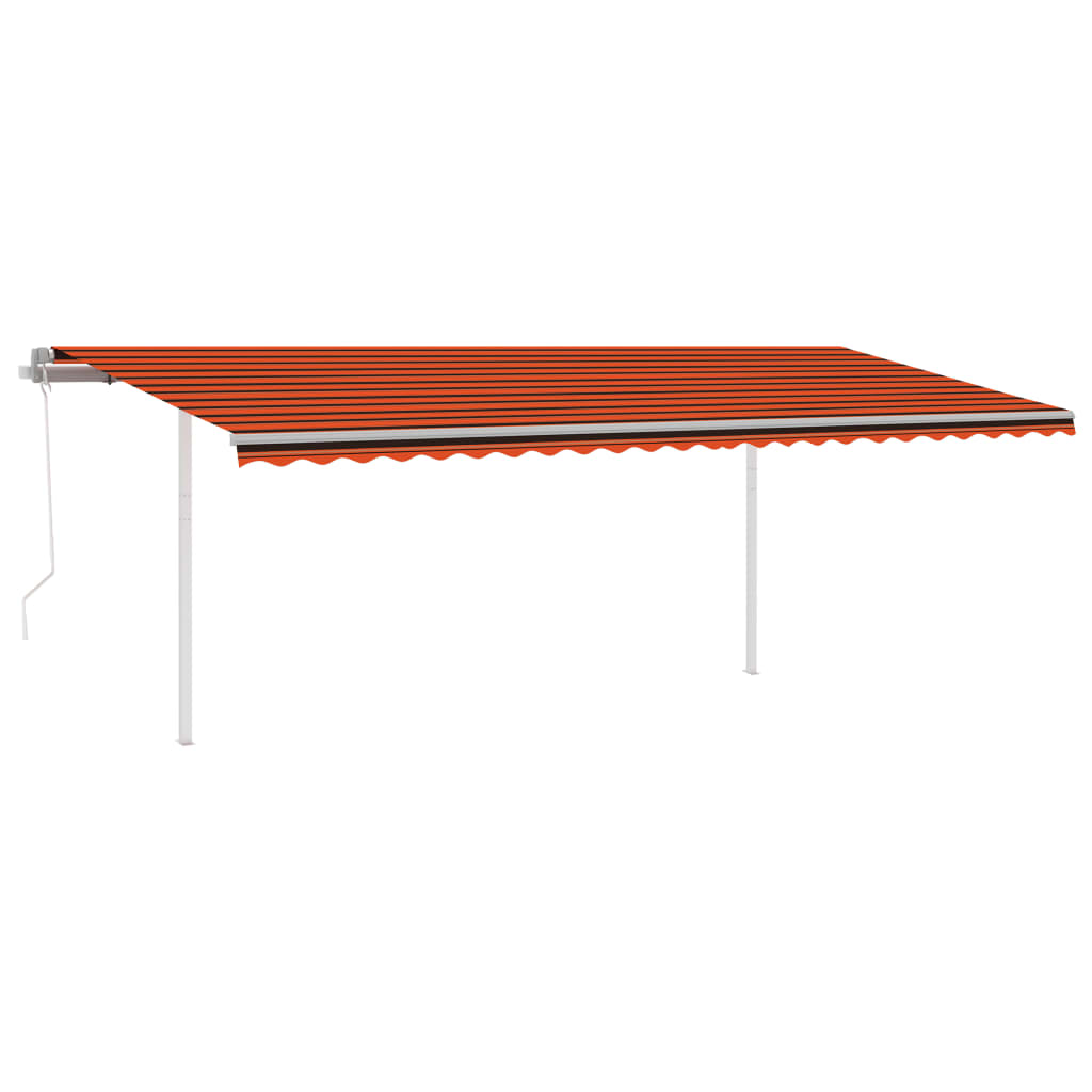 Tenda Retrattile Automatica con Pali 6x3,5 m Arancio e Marrone