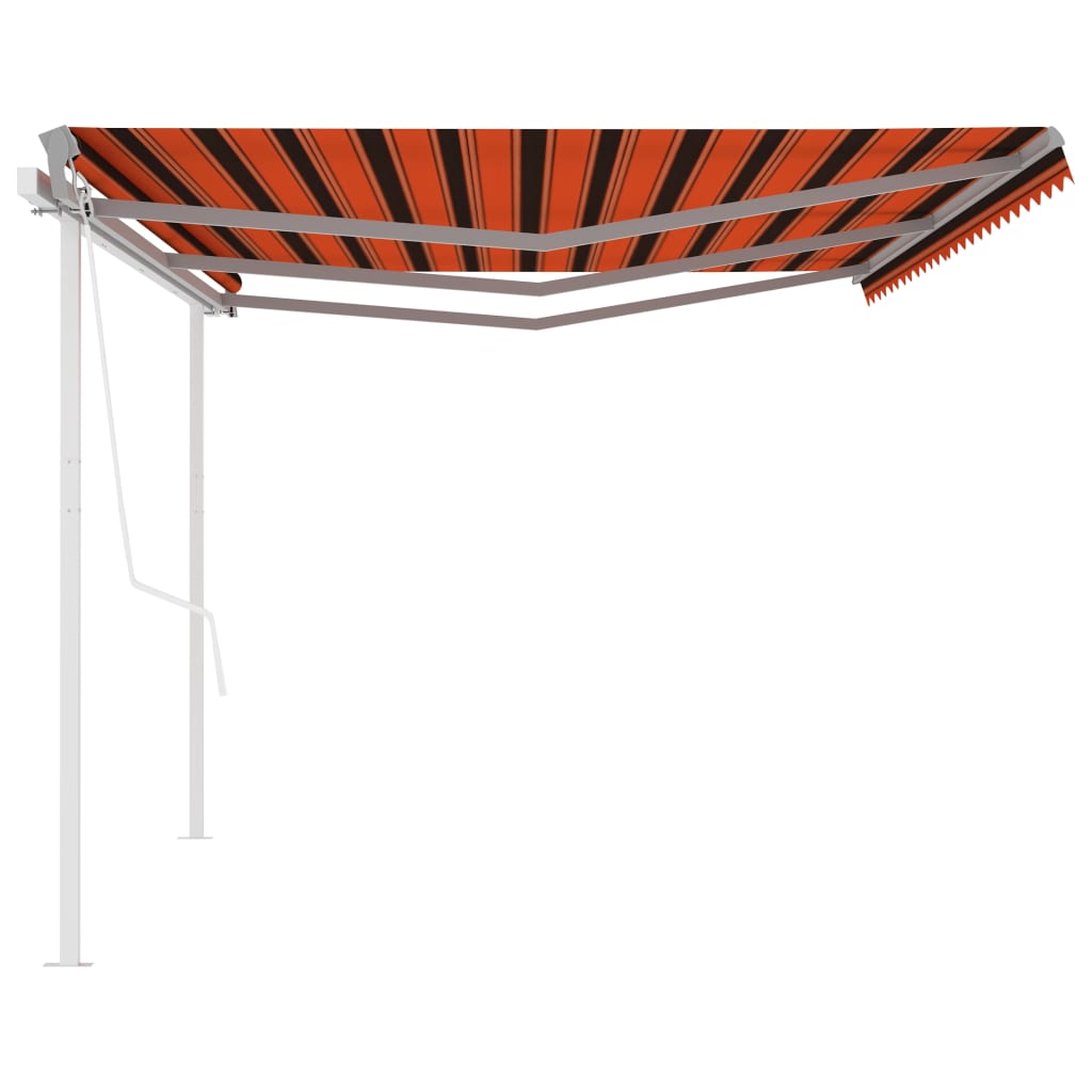Tenda Retrattile Automatica con Pali 6x3,5 m Arancio e Marrone