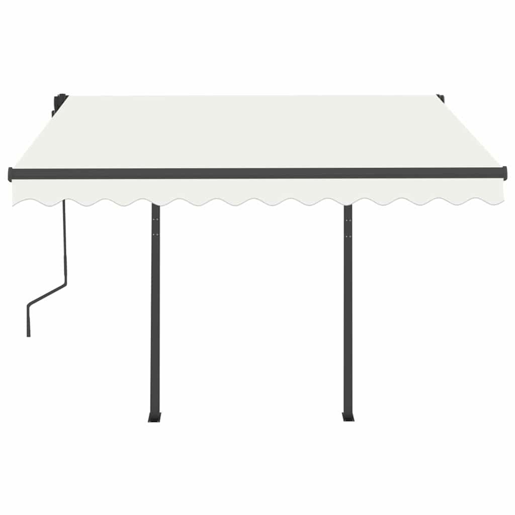 Tenda da Sole Retrattile Manuale con Pali 3x2,5 m Crema