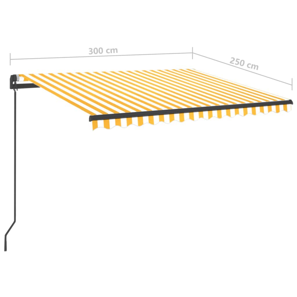 Tenda Automatica Sensore Vento LED 3x2,5 m Gialla Bianca
