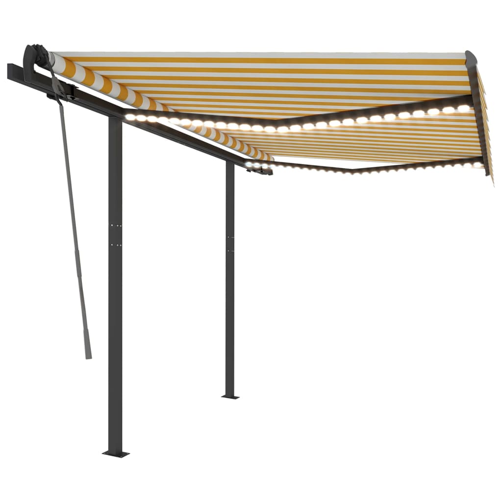 Tenda Automatica Sensore Vento LED 3x2,5 m Gialla Bianca