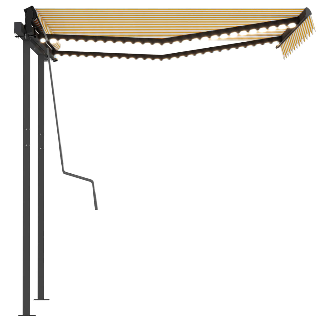 Tenda Automatica Sensore Vento LED 3x2,5 m Gialla Bianca