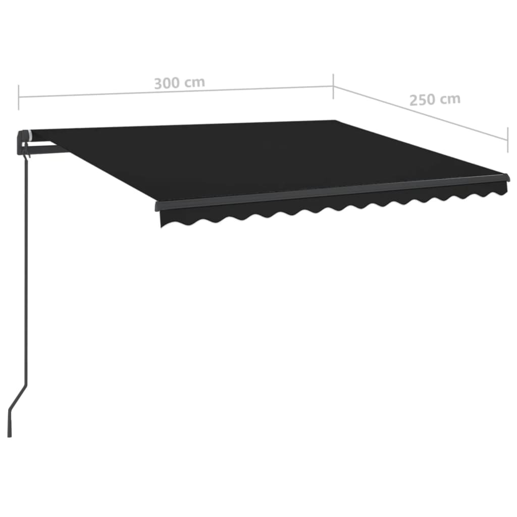 Tenda da Sole Automatica Sensore Vento e LED 3x2,5 m Antracite