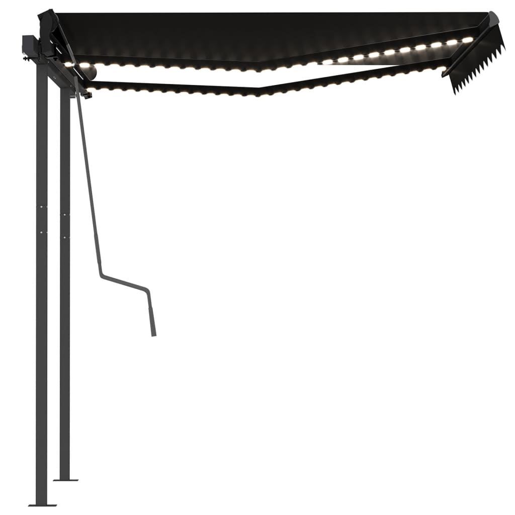 Tenda da Sole Automatica Sensore Vento e LED 3x2,5 m Antracite