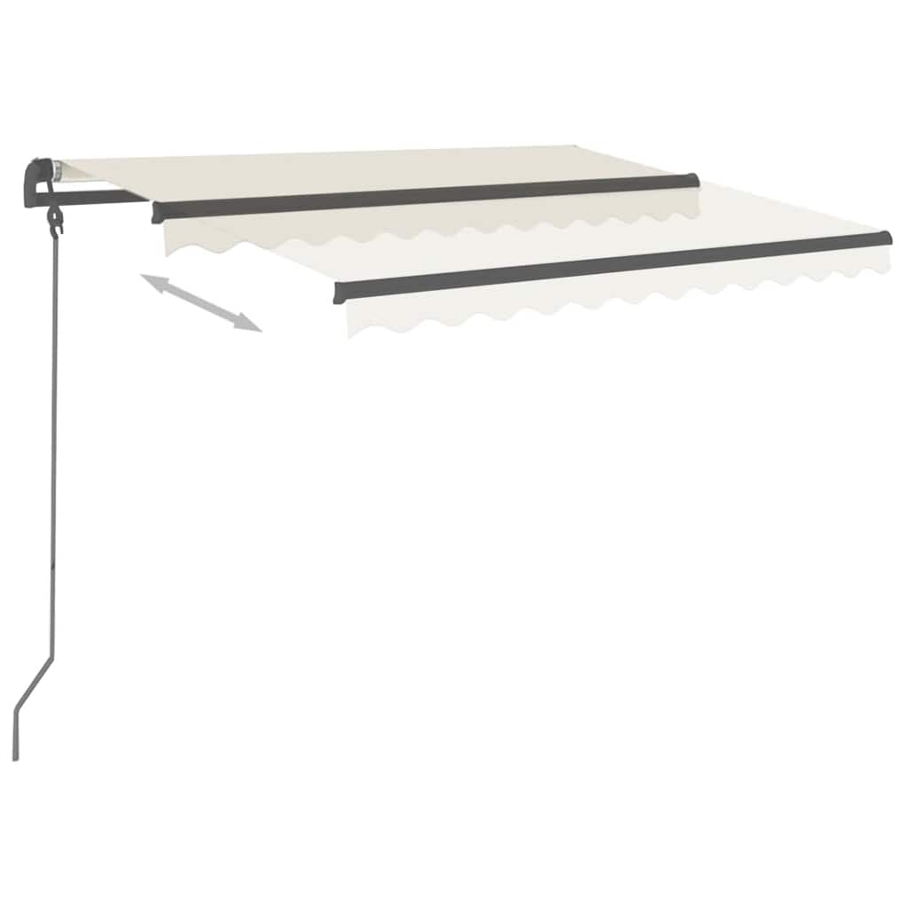Tenda da Sole Retrattile Manuale con Pali 3,5x2,5 m Crema