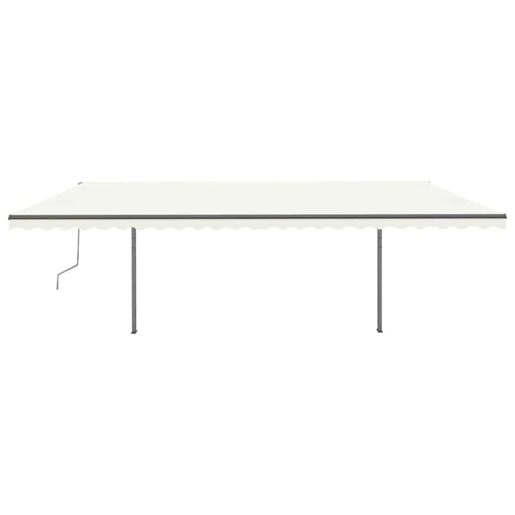 Tenda da Sole Retrattile Manuale con Pali 3,5x2,5 m Crema