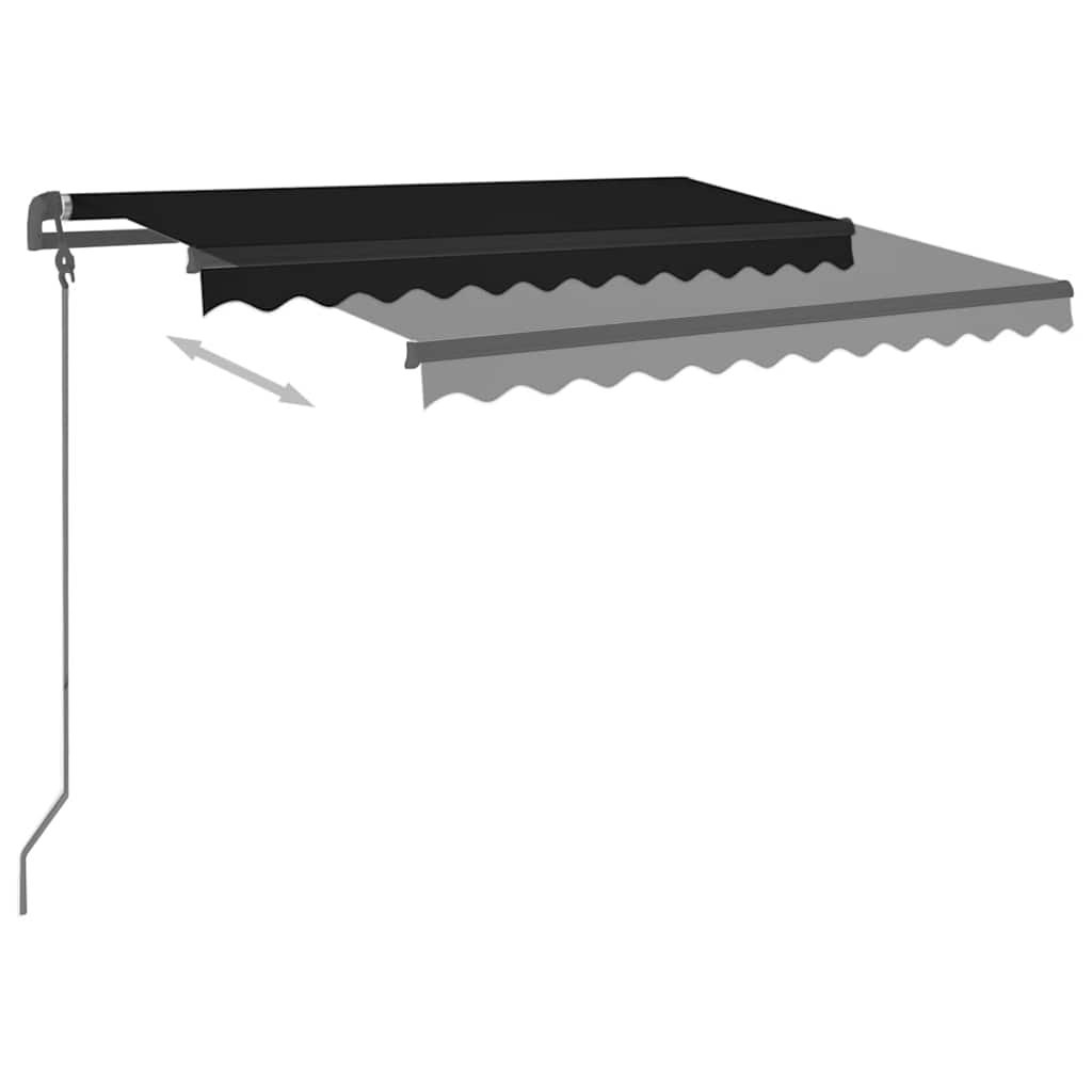 Tenda da Sole Retrattile Manuale con Pali 3,5x2,5 m Antracite