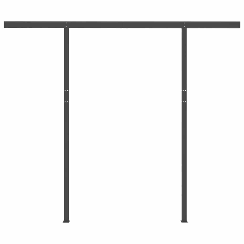 Tenda da Sole Retrattile Manuale con Pali 3,5x2,5 m Antracite