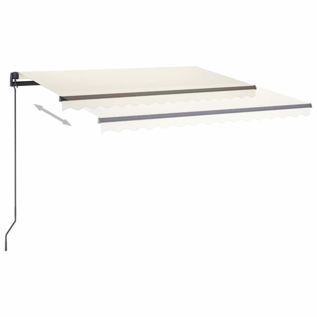 Tenda da Sole Retrattile Manuale con LED 3,5x2,5 m Crema