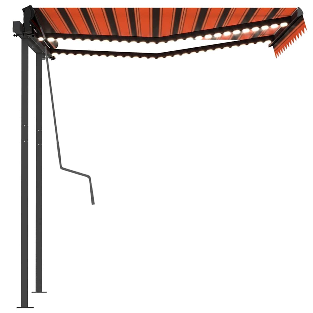 Tenda Retrattile Manuale con LED 3,5x2,5m Arancio e Marrone