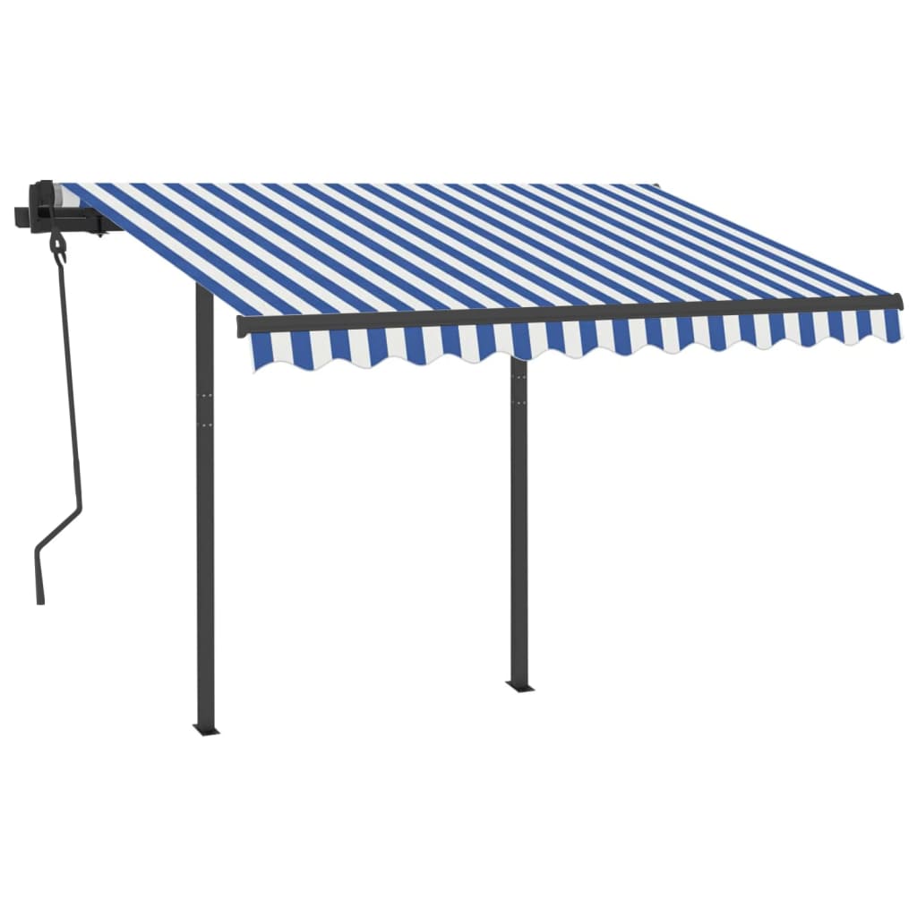 Tenda da Sole Retrattile Automatica Pali 3,5x2,5m Blu e Bianca