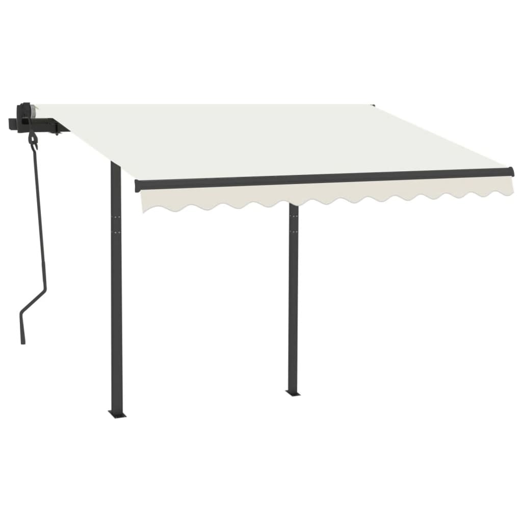 Tenda da Sole Retrattile Automatica con Pali 3,5x2,5 m Crema