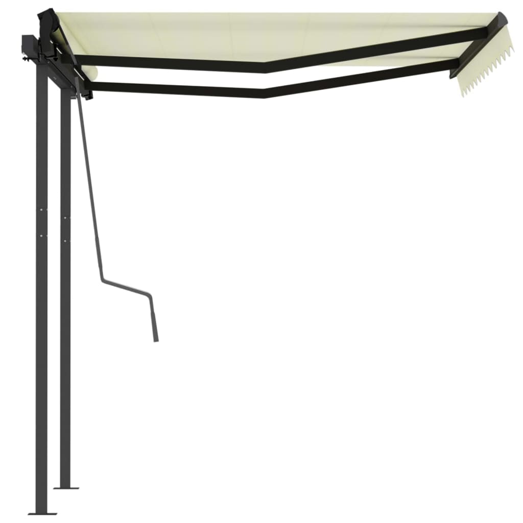 Tenda da Sole Retrattile Automatica con Pali 3,5x2,5 m Crema