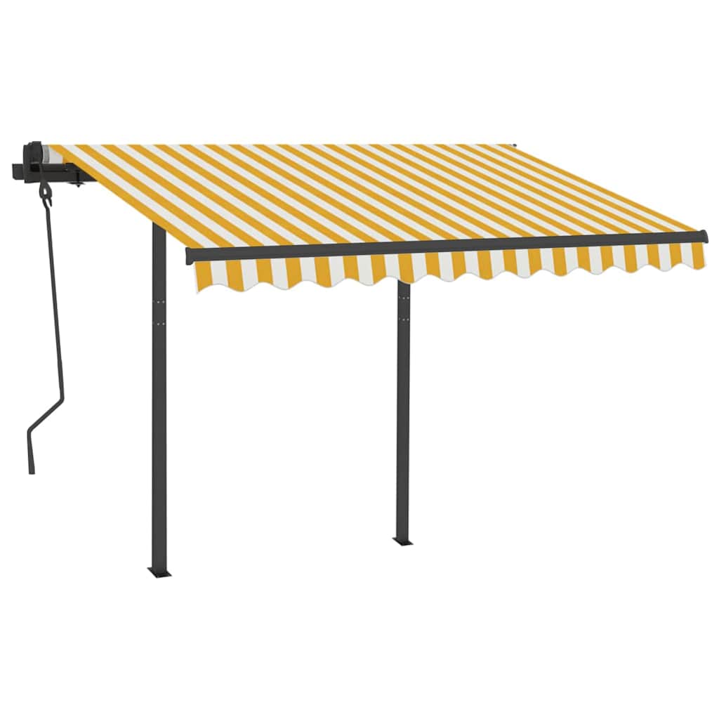 Tenda da Sole Retrattile Automatica Pali 3,5x2,5m Gialla Bianca