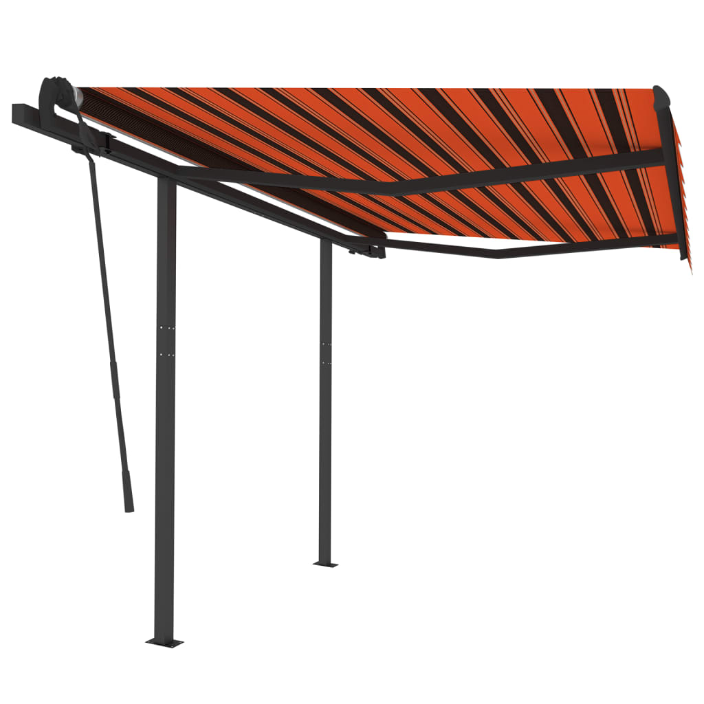 Tenda Retrattile Automatica con Pali 3,5x2,5m Arancio e Marrone