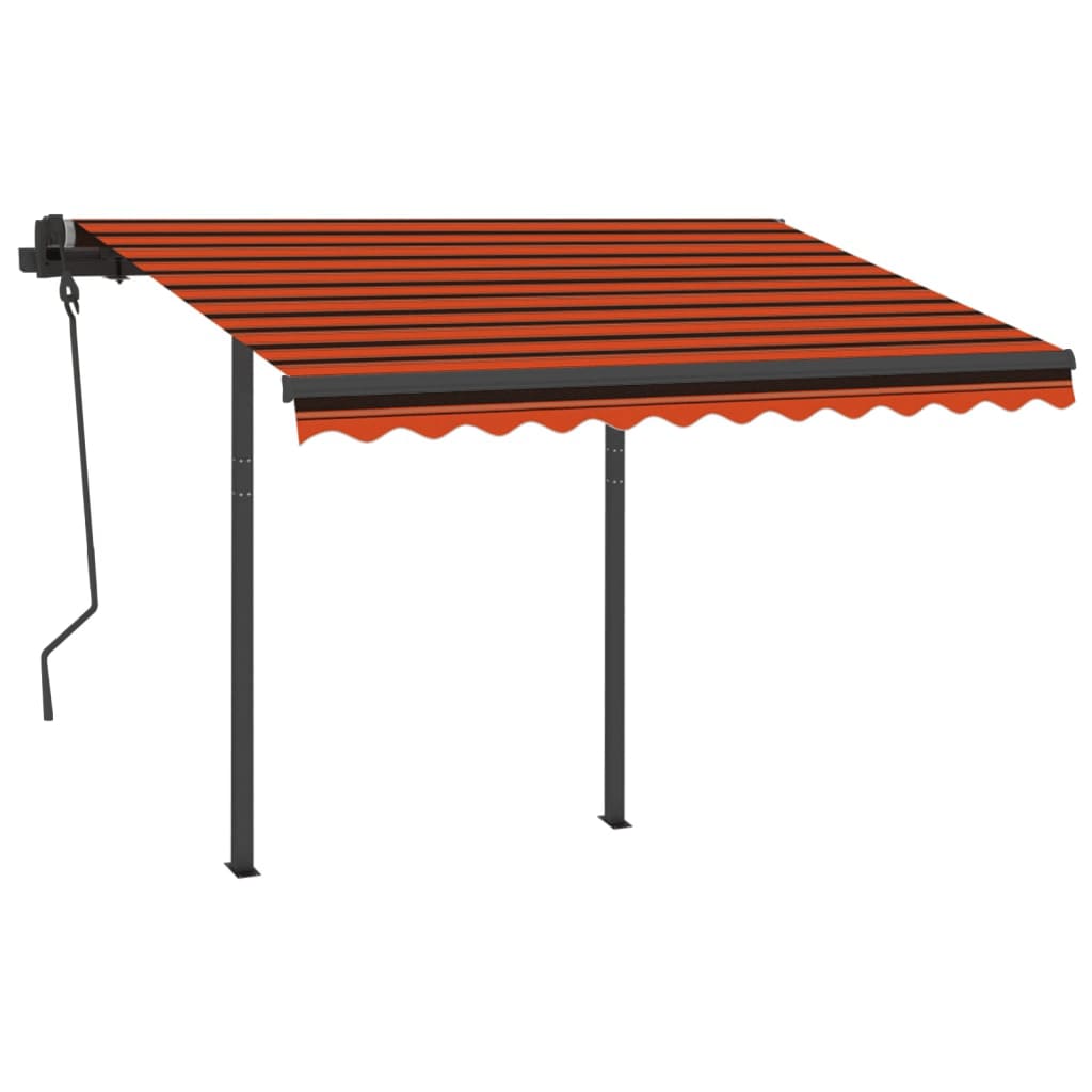 Tenda Retrattile Automatica con Pali 3,5x2,5m Arancio e Marrone