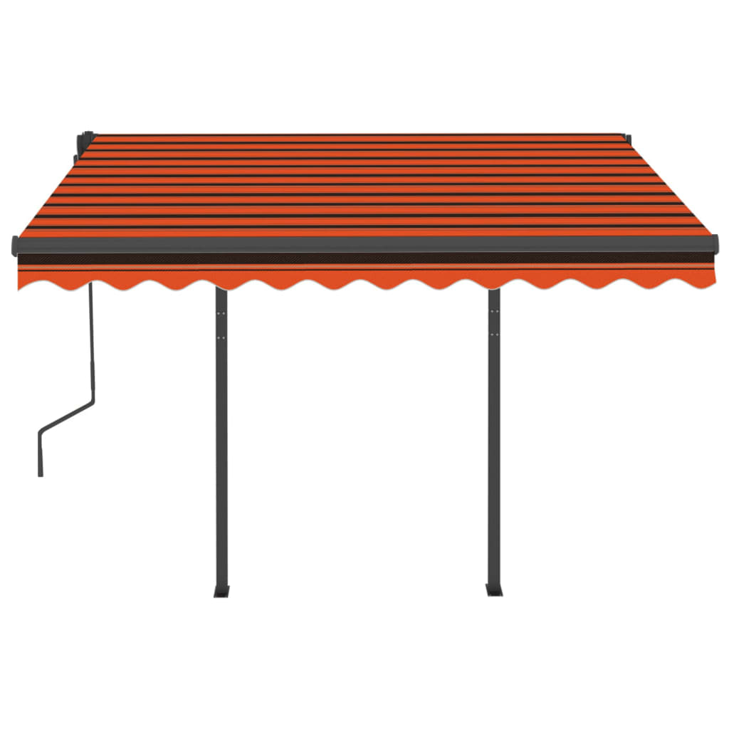 Tenda Retrattile Automatica con Pali 3,5x2,5m Arancio e Marrone