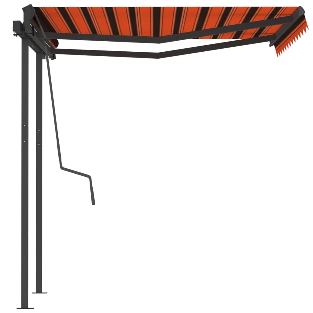 Tenda Retrattile Automatica con Pali 3,5x2,5m Arancio e Marrone