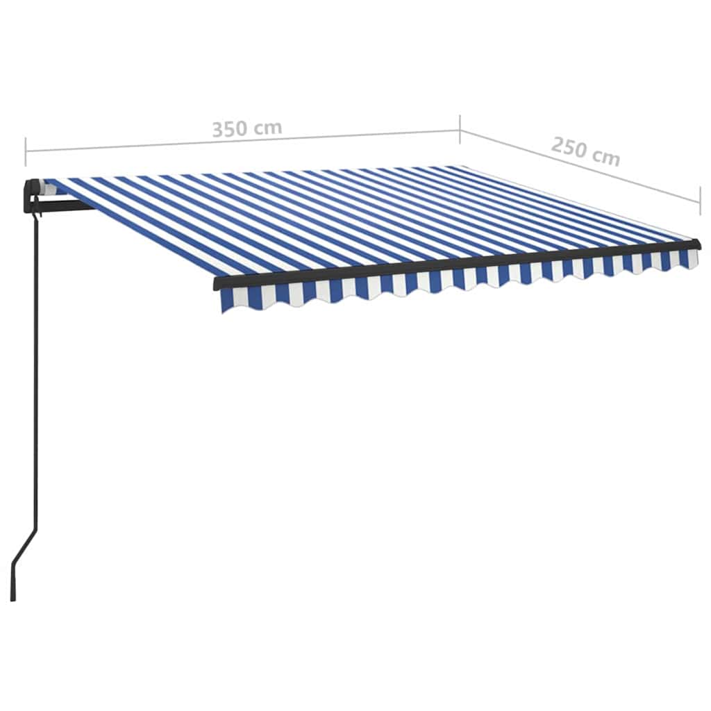 Tenda Automatica Sensore Vento e LED 3,5x2,5 cm Blu e Bianca