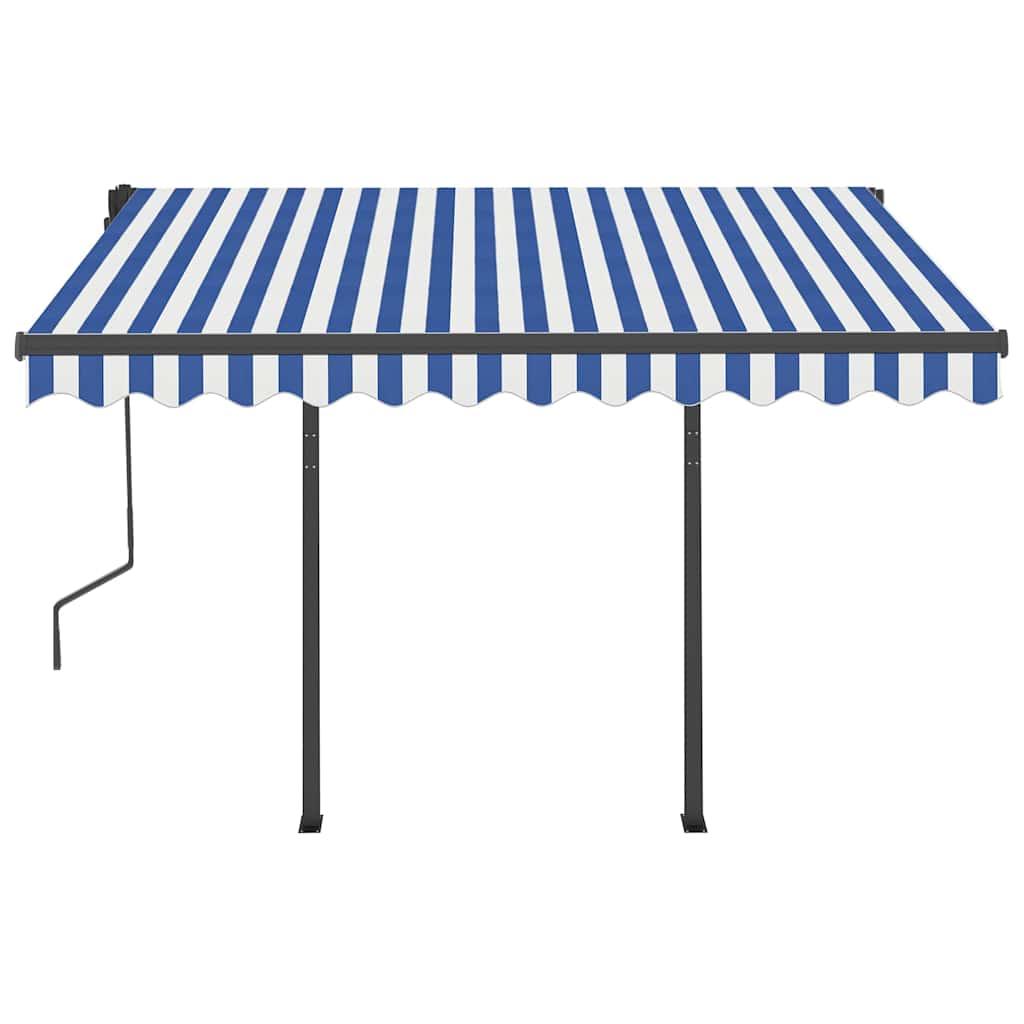 Tenda Automatica Sensore Vento e LED 3,5x2,5 cm Blu e Bianca