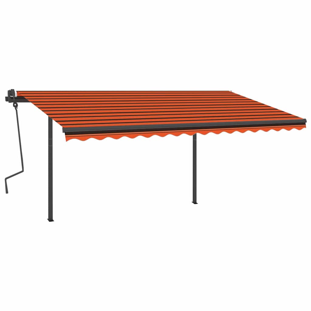 Tenda Sole Retrattile Manuale con Pali 4x3 m Arancione Marrone