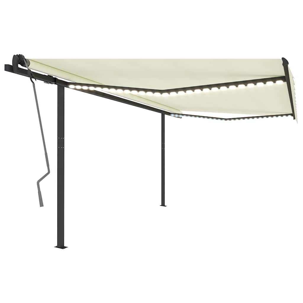 Tenda da Sole Retrattile Manuale con LED 4x3 m Crema
