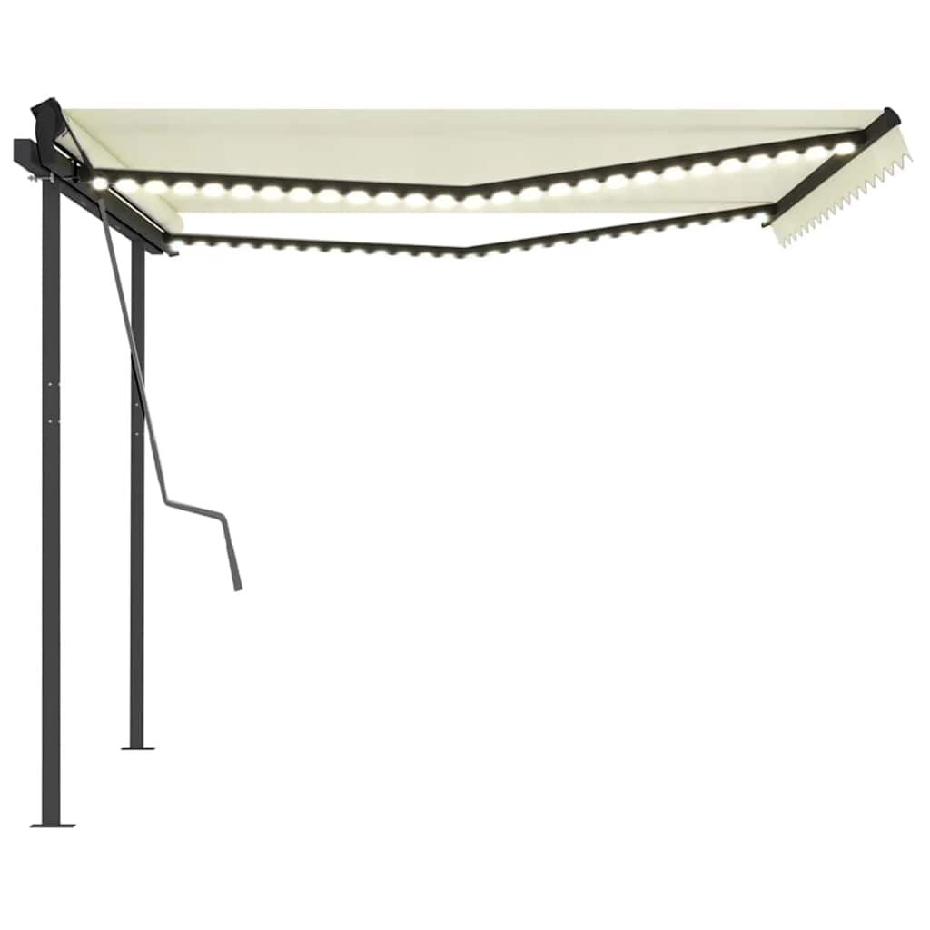 Tenda da Sole Retrattile Manuale con LED 4x3 m Crema