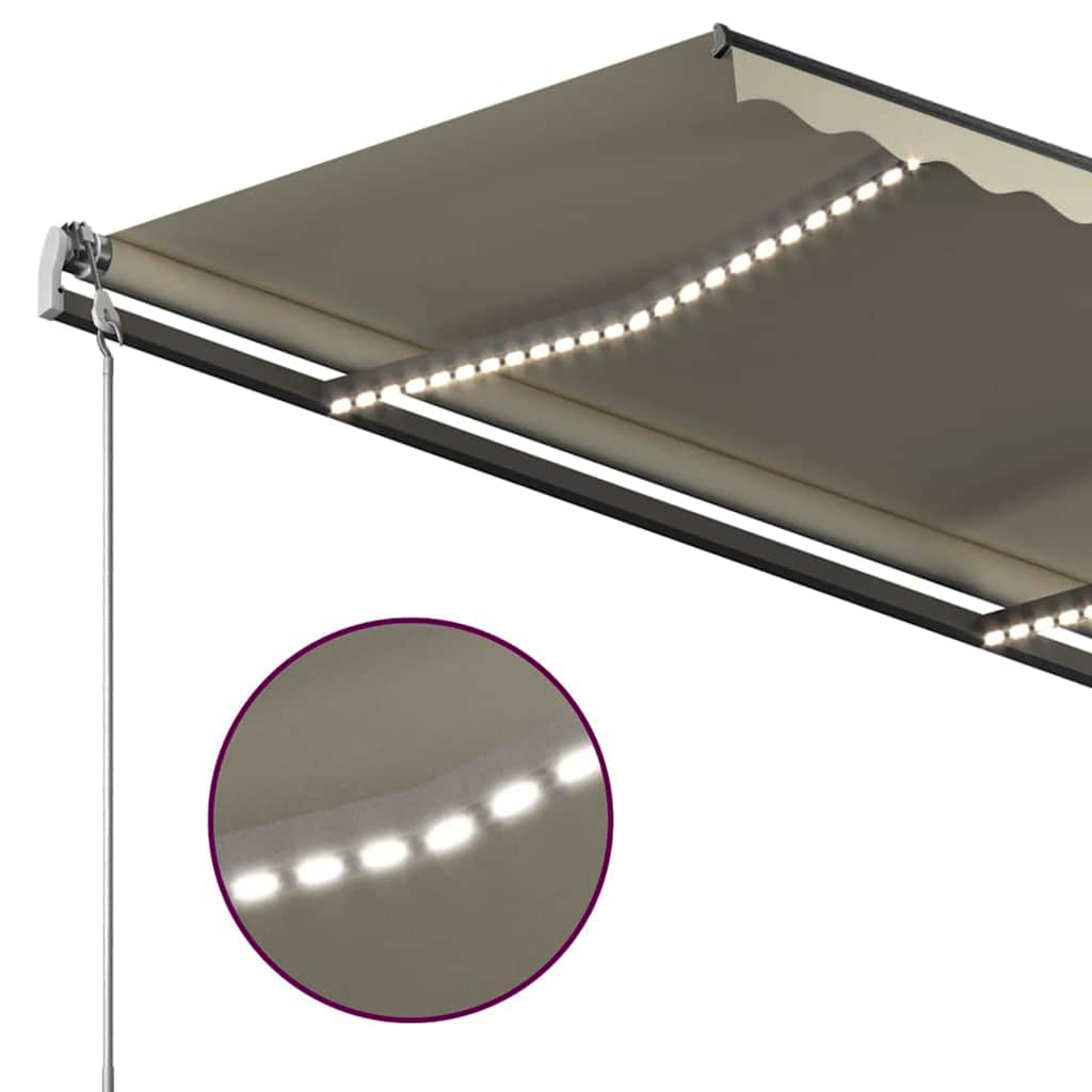 Tenda da Sole Retrattile Manuale con LED 4x3 m Crema