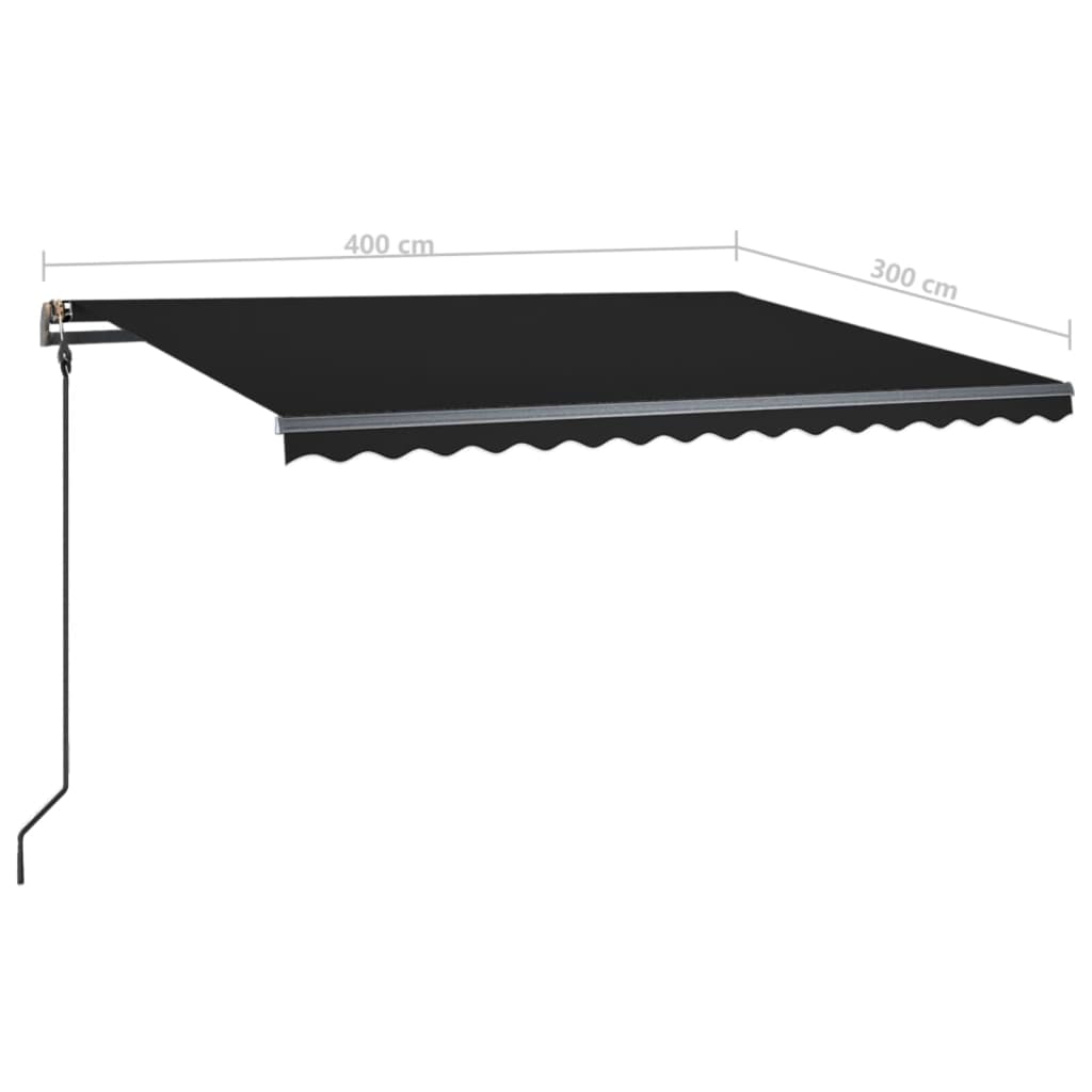 Tenda da Sole Retrattile Automatica con Pali 4x3 m Antracite