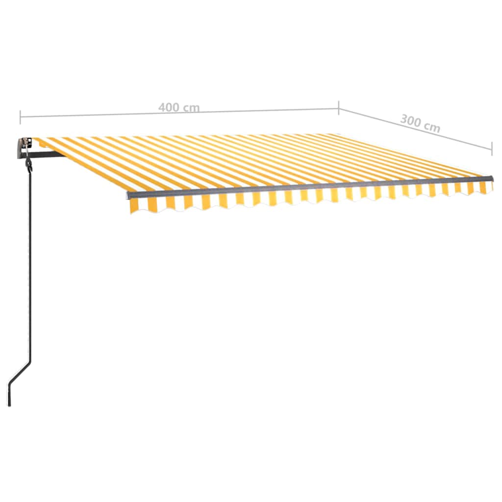Tenda Automatica con Sensore Vento e LED 4x3 m Gialla Bianca