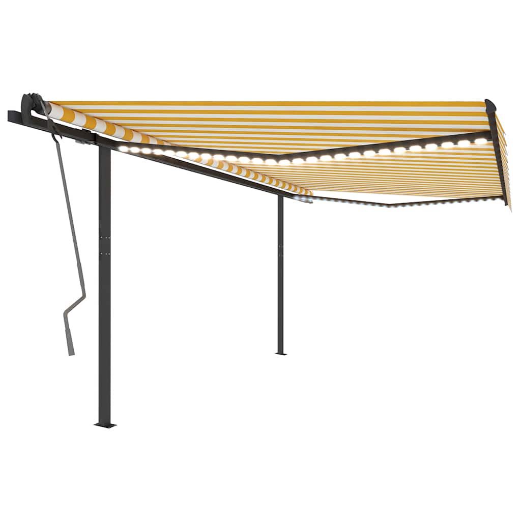 Tenda Automatica con Sensore Vento e LED 4x3 m Gialla Bianca