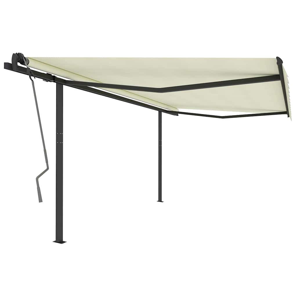 Tenda da Sole Retrattile Manuale con Pali 4,5x3 m Crema