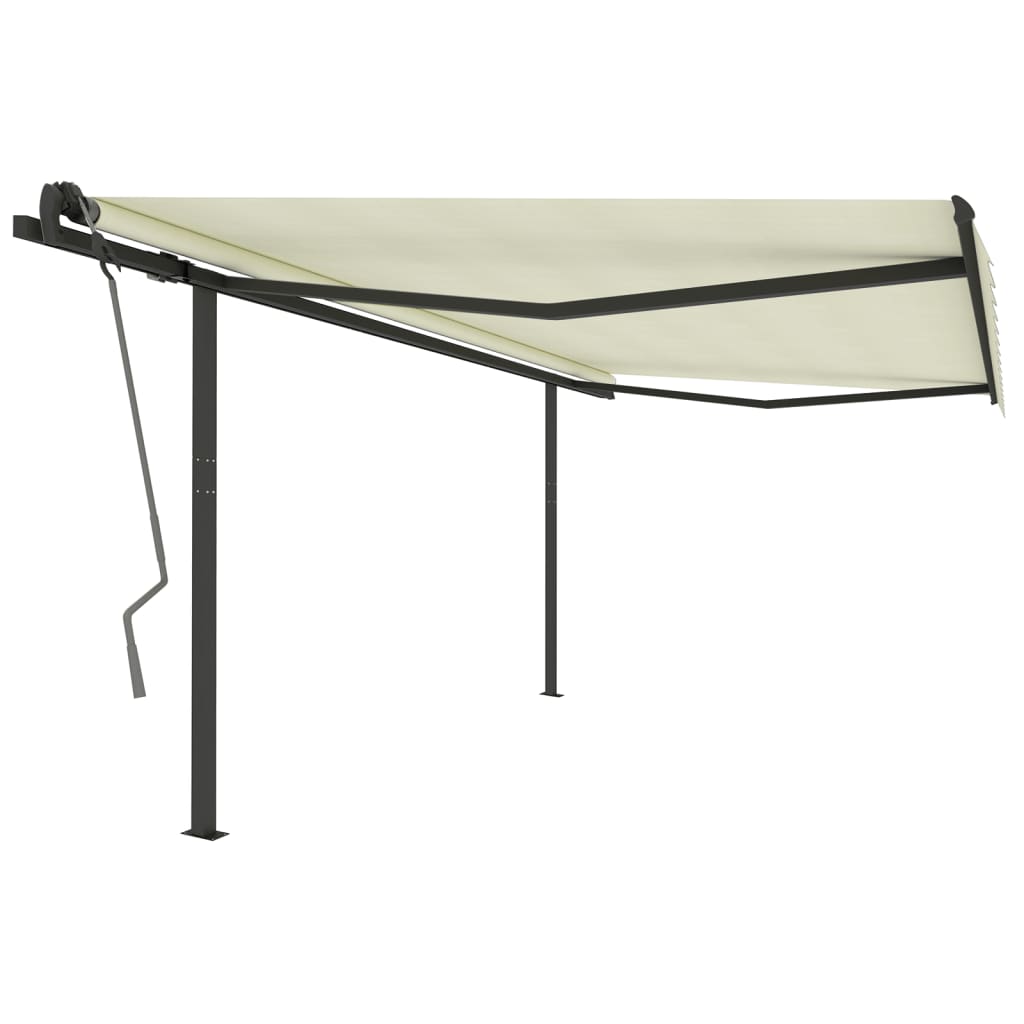 Tenda da Sole Retrattile Automatica con Pali 4,5x3 m Crema
