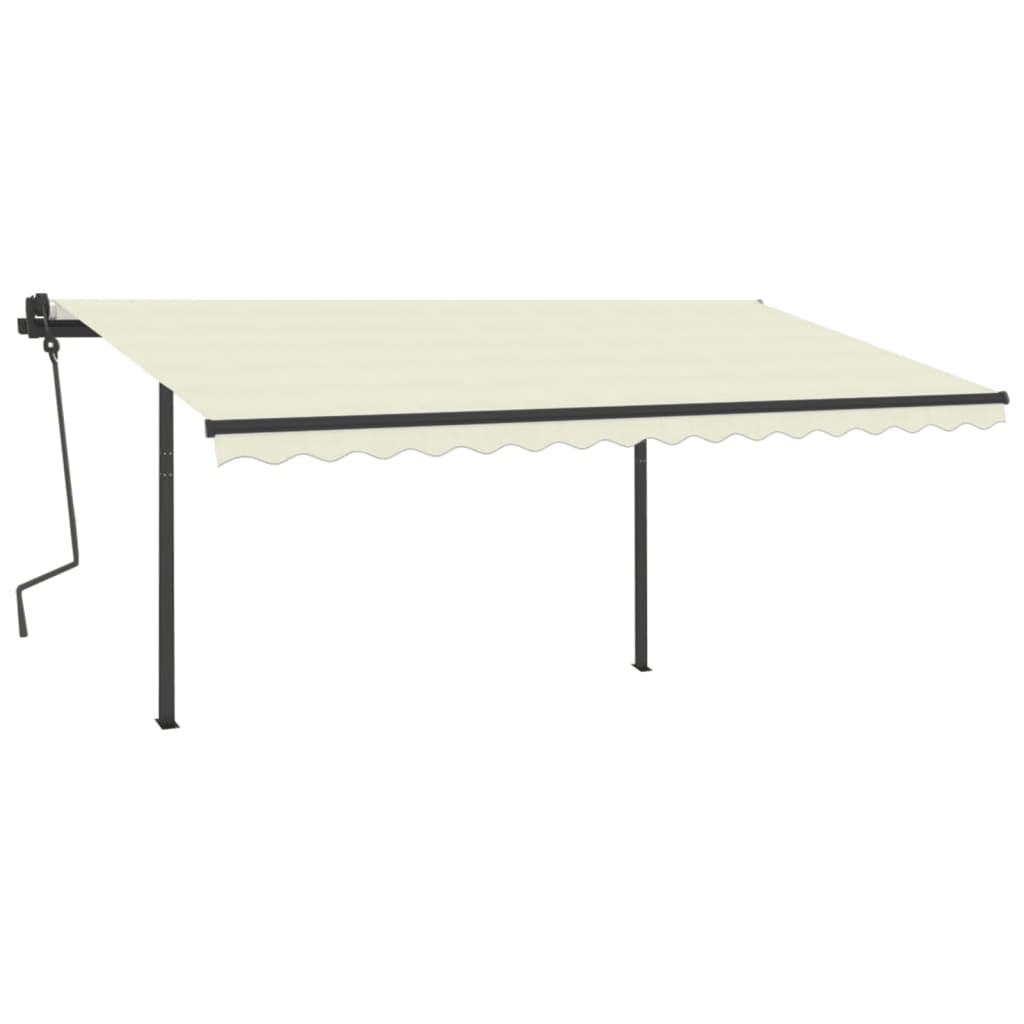 Tenda da Sole Retrattile Automatica con Pali 4,5x3 m Crema