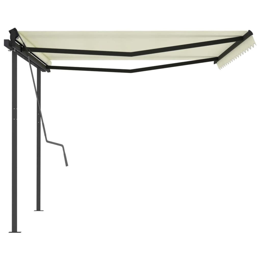 Tenda da Sole Retrattile Automatica con Pali 4,5x3 m Crema