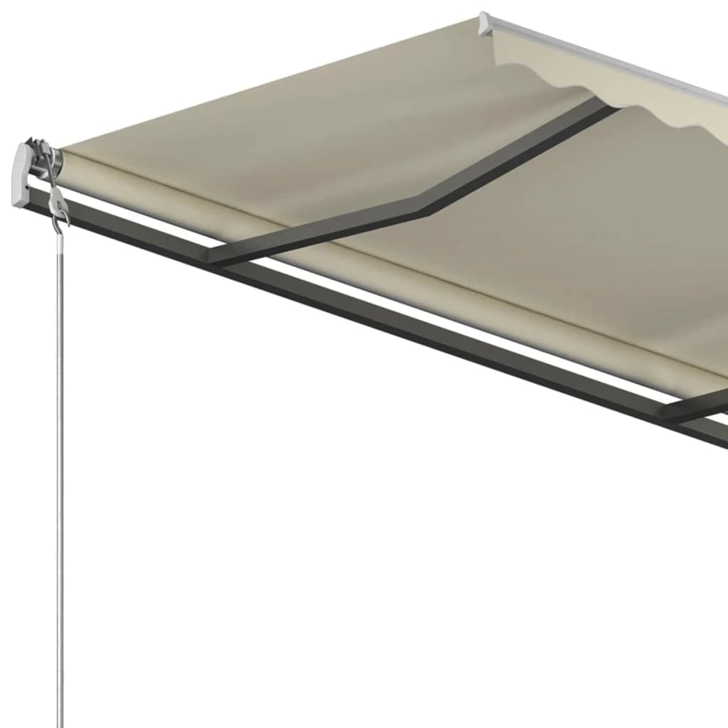 Tenda da Sole Retrattile Automatica con Pali 4,5x3 m Crema
