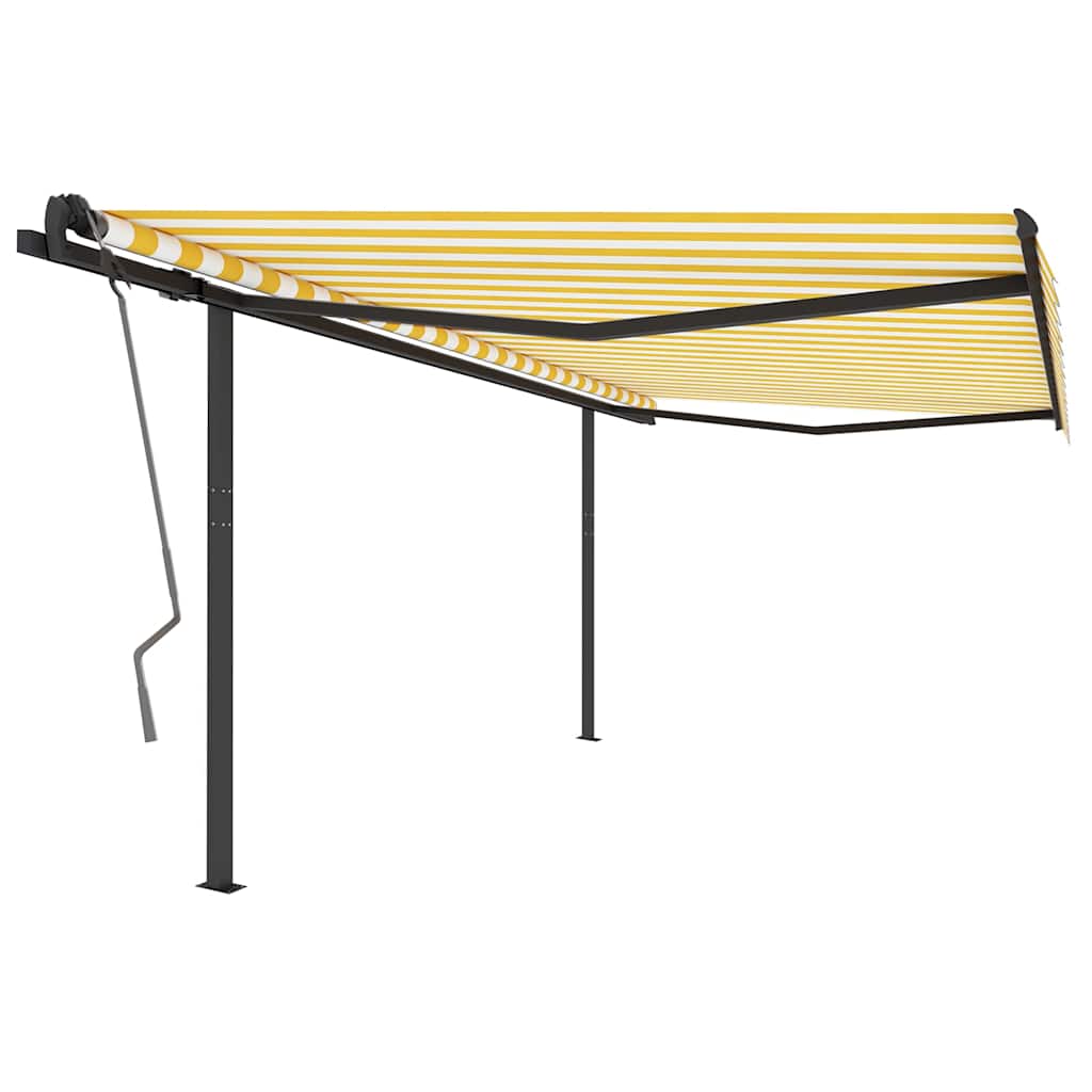 Tenda da Sole Retrattile Automatica Pali 4,5x3 m Gialla Bianca