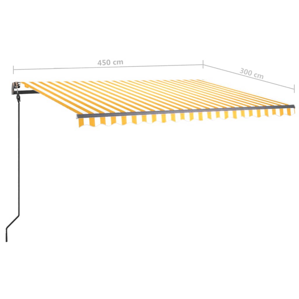 Tenda Automatica con Sensore Vento LED 4,5x3 m Gialla e Bianca