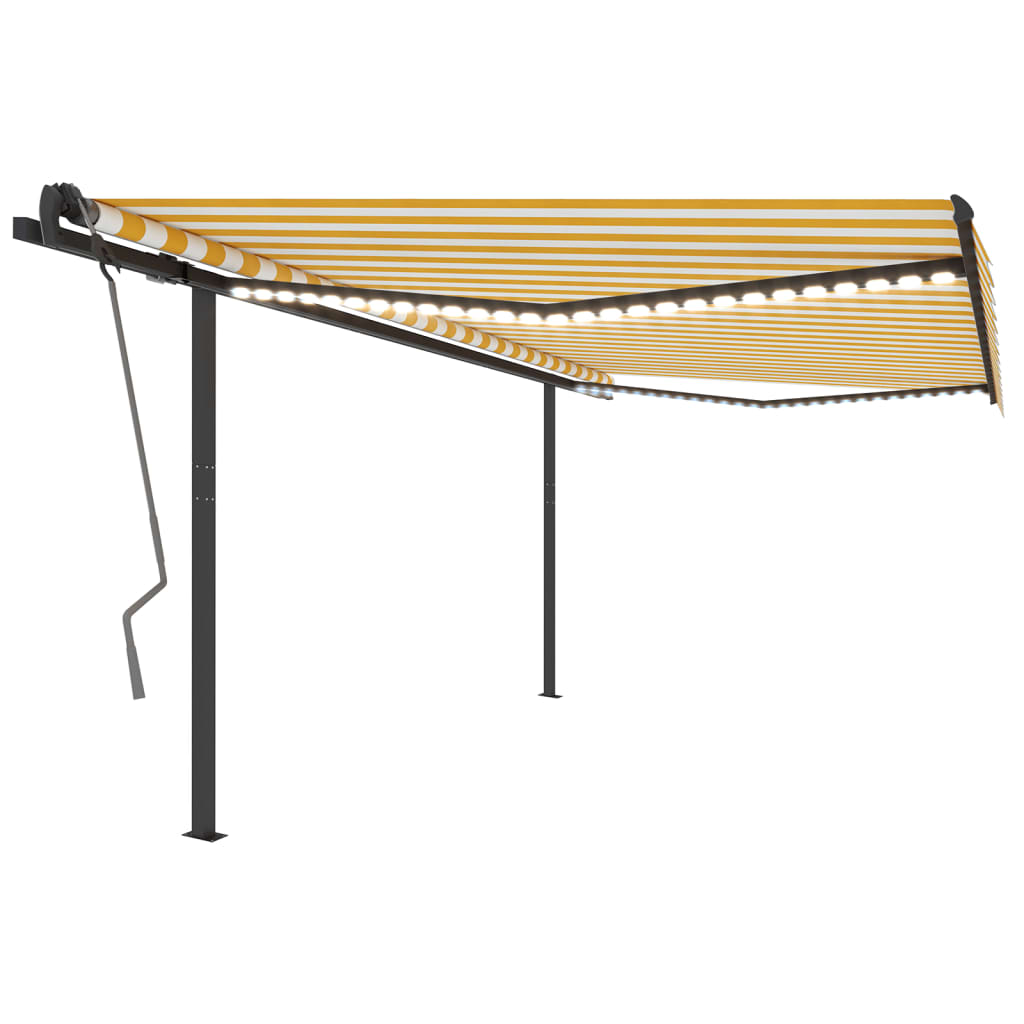 Tenda Automatica con Sensore Vento LED 4,5x3 m Gialla e Bianca